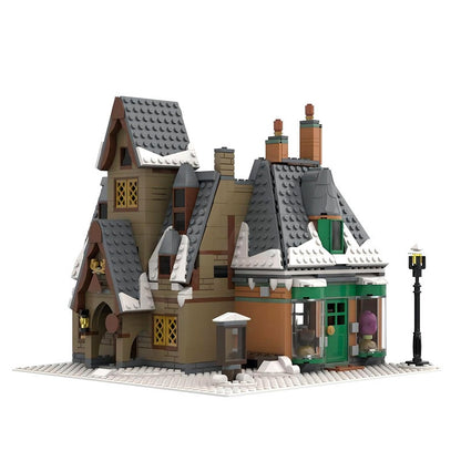 Snowy Fantasy Village Corner Modular House MOC Building Kit - 1