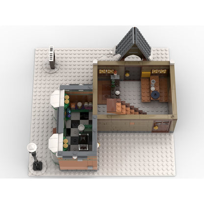 Snowy Fantasy Village Corner Modular House MOC Building Kit - 5