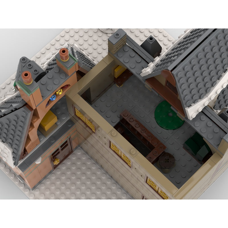 Snowy Fantasy Village Corner Modular House MOC Building Kit - 7
