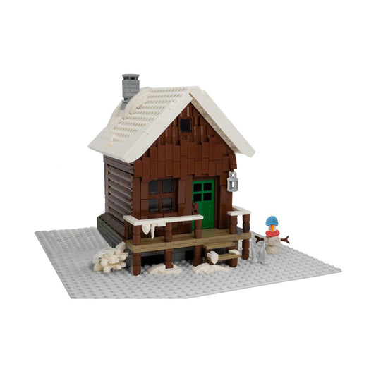Snowy Winter Cabin Building Kit | LEGO-Compatible MOC - 1