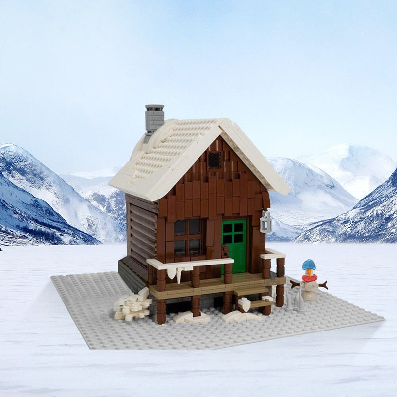 Snowy Winter Cabin MOC Building Kit | Rustic Forest Architecture Model - 2