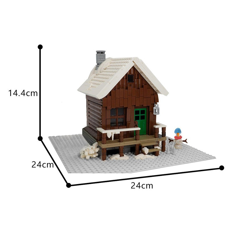 Snowy Winter Cabin MOC Building Kit | Rustic Forest Architecture Model - 3