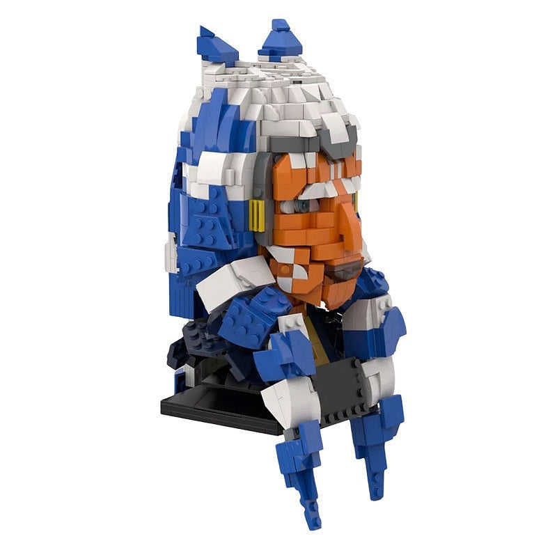 Striped Head Tails Rebel Bust MOC Character Display Building Kit - 2