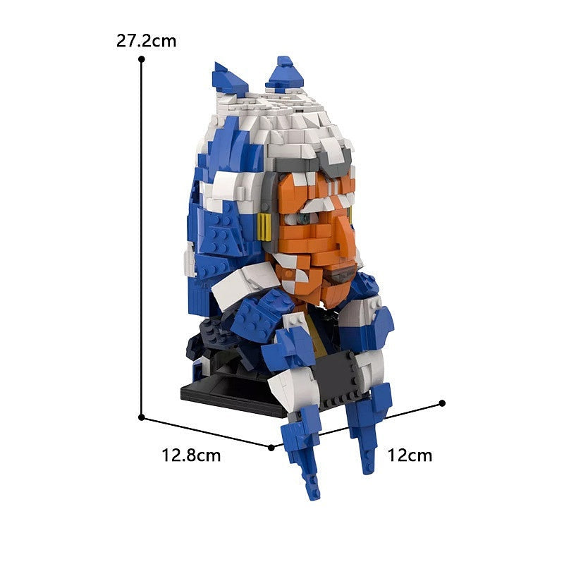 Striped Head Tails Rebel Bust MOC Character Display Building Kit - 4
