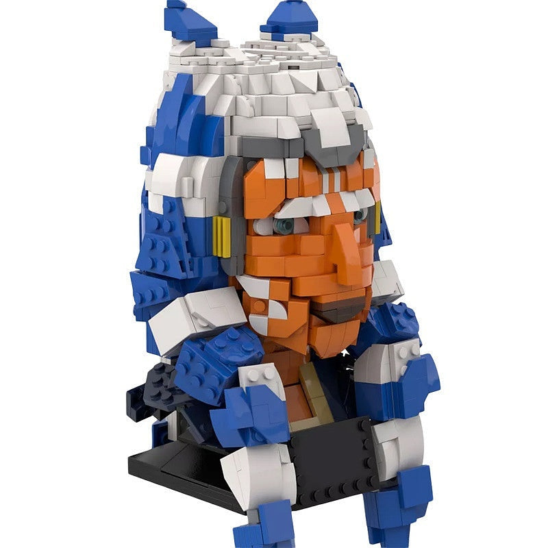 Striped Head Tails Rebel Bust MOC Character Display Building Kit - 5