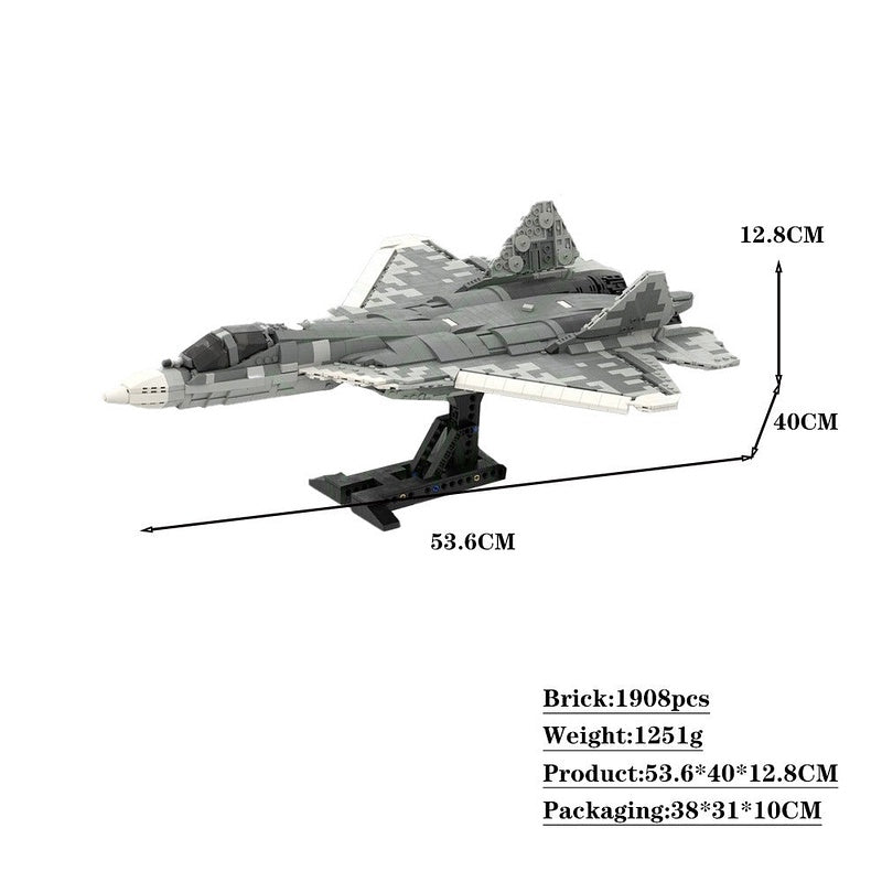 SU-57 Stealth Fighter MOC Building Kit - 1:35 Scale Advanced Aviation Model - 3