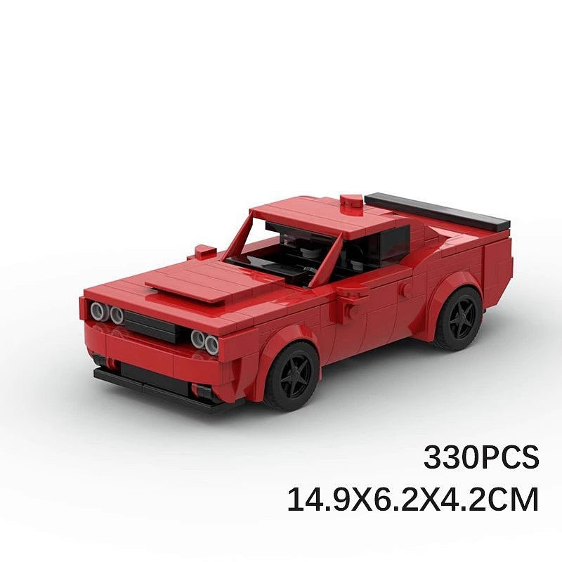 Supercharged V8 Muscle Car MOC Building Kit | Performance Vehicle Model - 6