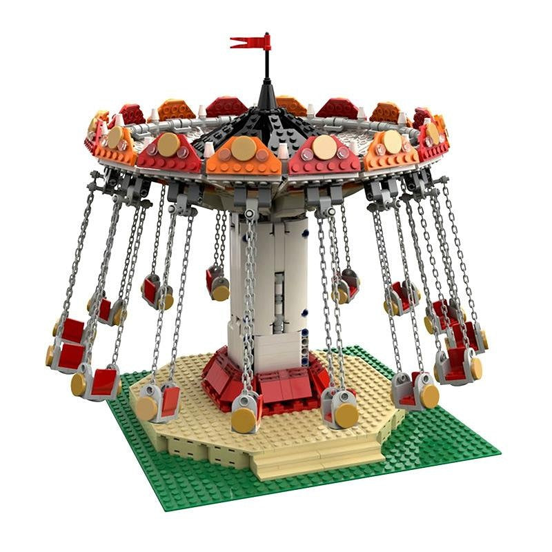 Swing Ride MOC Building Kit | Modular Amusement Park Attraction - 1