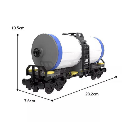 Tanker Wagon MOC Freight Train Building Kit | Rail Cargo Car Model Set - 6