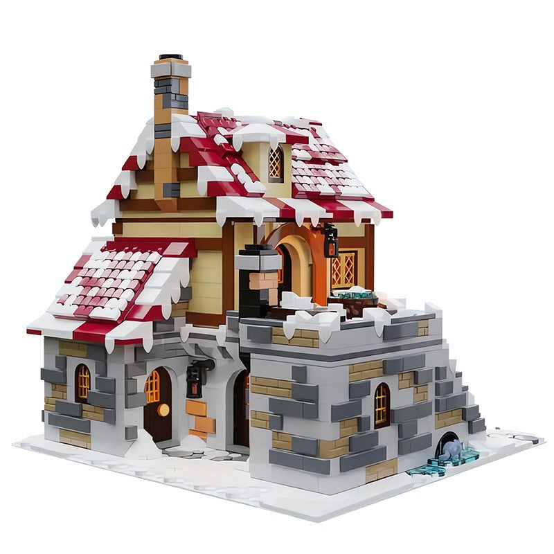 The Tavern Under Snow MOC Building Kit | Winter Medieval Architecture - 3