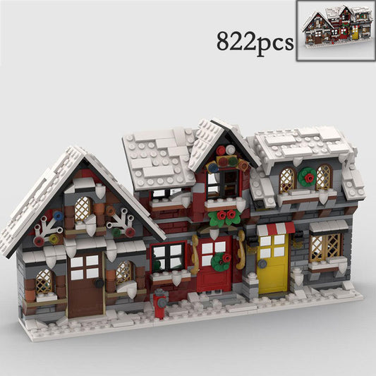Three Little Winter Houses Building Kit | LEGO-Compatible MOC - 1