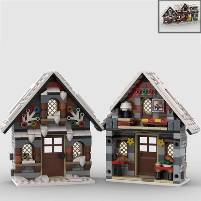 Three Little Winter Houses MOC Building Kit | Snowy Village Architecture - 3