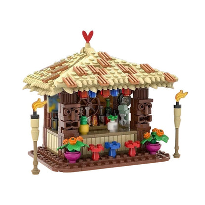 Tiki Hut Beach Bar MOC Building Kit Tropical Coastal Display - 1