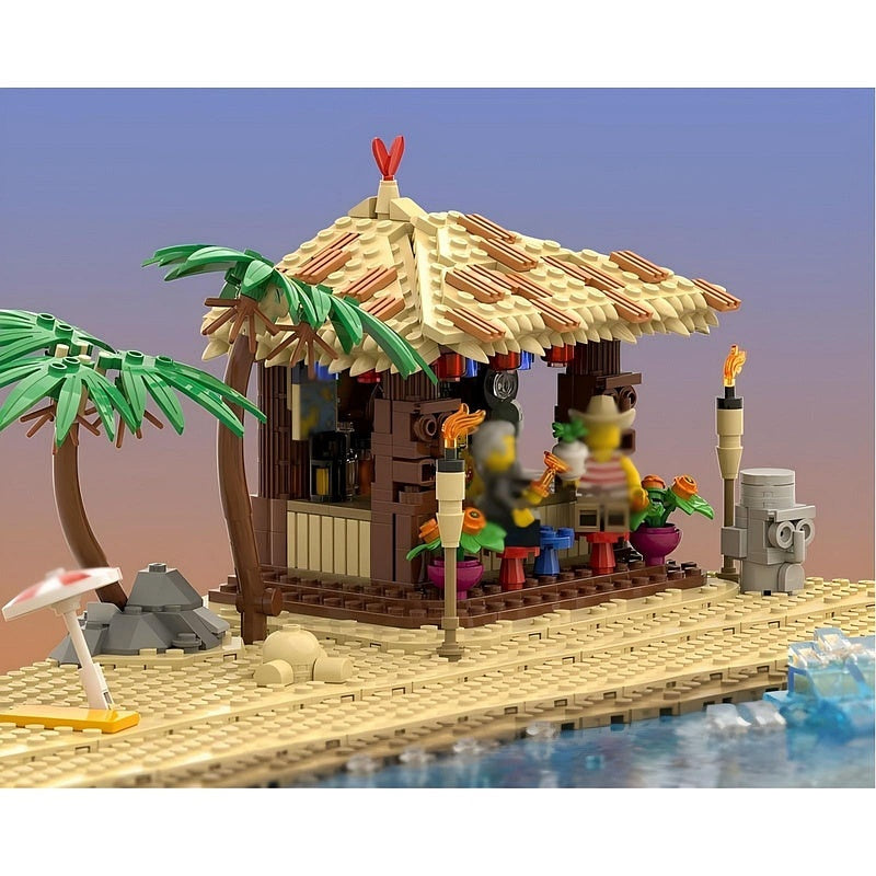 Tiki Hut Beach Bar MOC Building Kit Tropical Coastal Display - 3