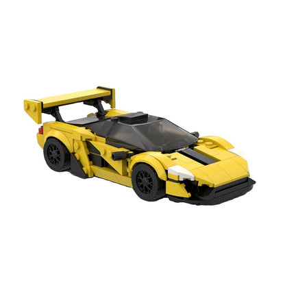 Track Hybrid Hypercar 8-Stud Wide Yellow Racing Car Building Kit | LEGO-Compatible MOC - 2