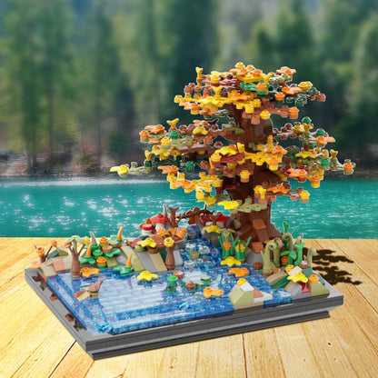 Tree on a Lake Autumn MOC Building Kit | Nature Display Model - 2