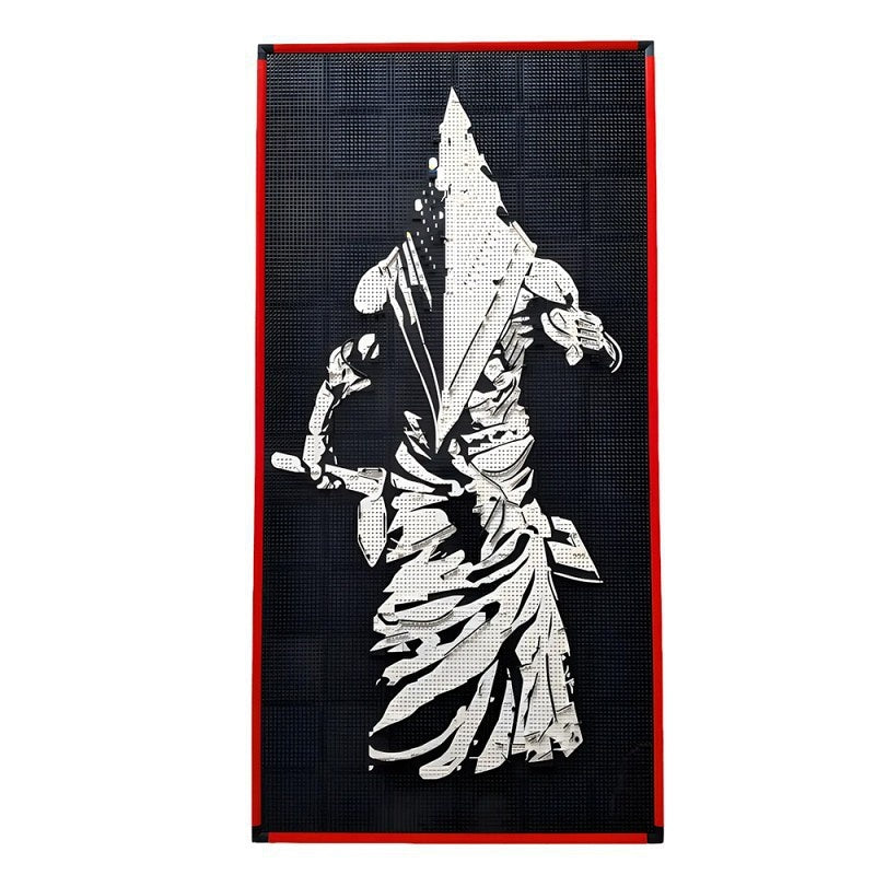 Triangular Helmet Horror Character Art Relief MOC Building Kit - 1