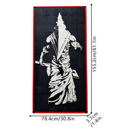 Triangular Helmet Horror Character Art Relief MOC Building Kit - 3