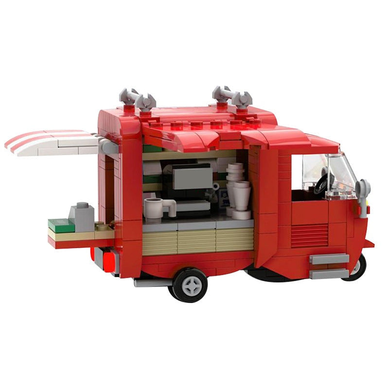Tuk-Tuk Coffee Truck MOC Building Kit | Mobile Cafe Vehicle Model - 1