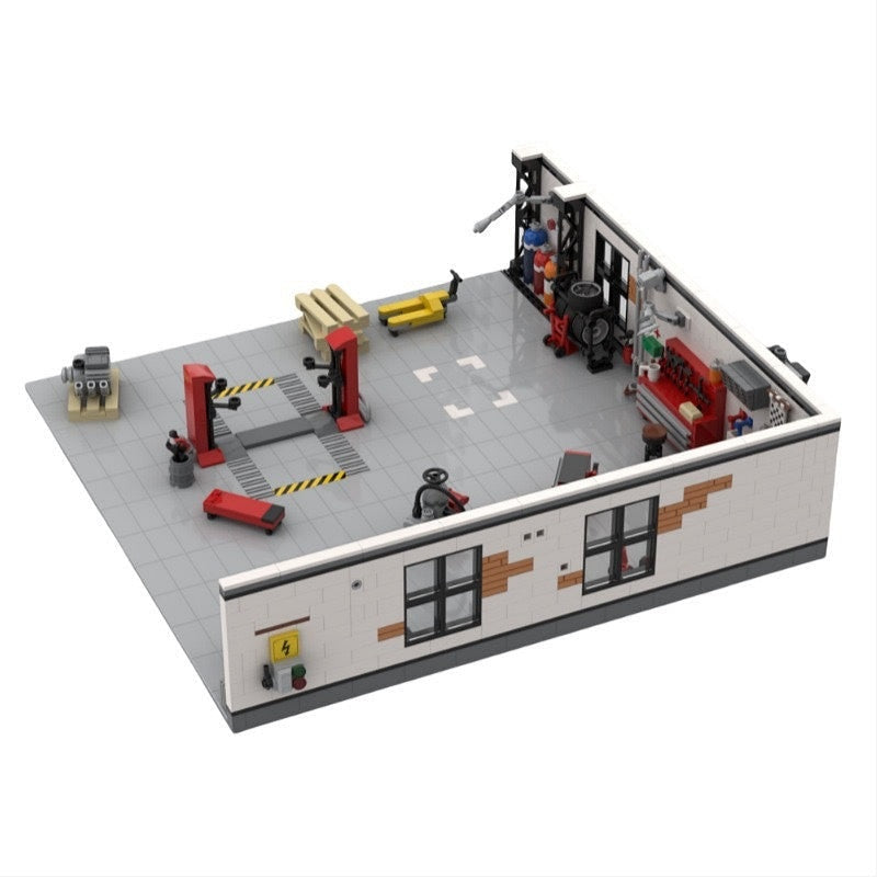 Tuning Garage Workshop MOC Building Kit | Car Lift Display Model - 4