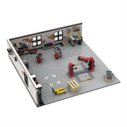 Tuning Garage Workshop MOC Building Kit | Car Lift Display Model - 5