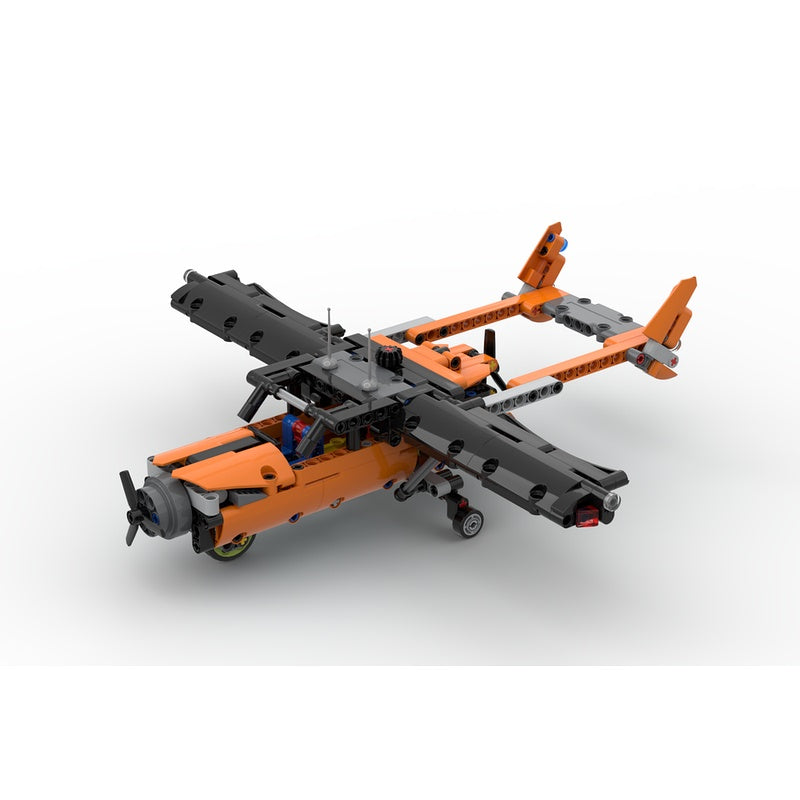 Twin-Engine Push-Pull Twin-Boom Propeller Aircraft MOC Building Kit - 1