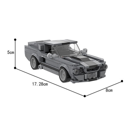V8 G5 500 Racing Muscle Car MOC Building Kit | Silver Blue Vehicle Model - 2
