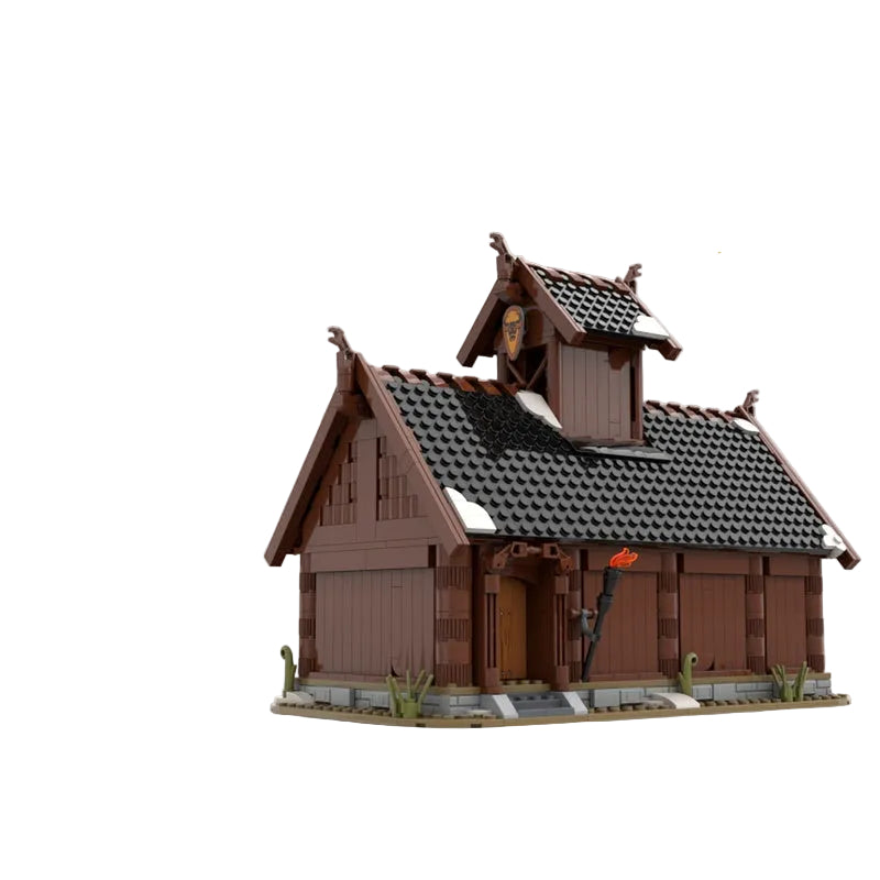 Viking God House MOC Norse Temple Architecture Building Kit - 1