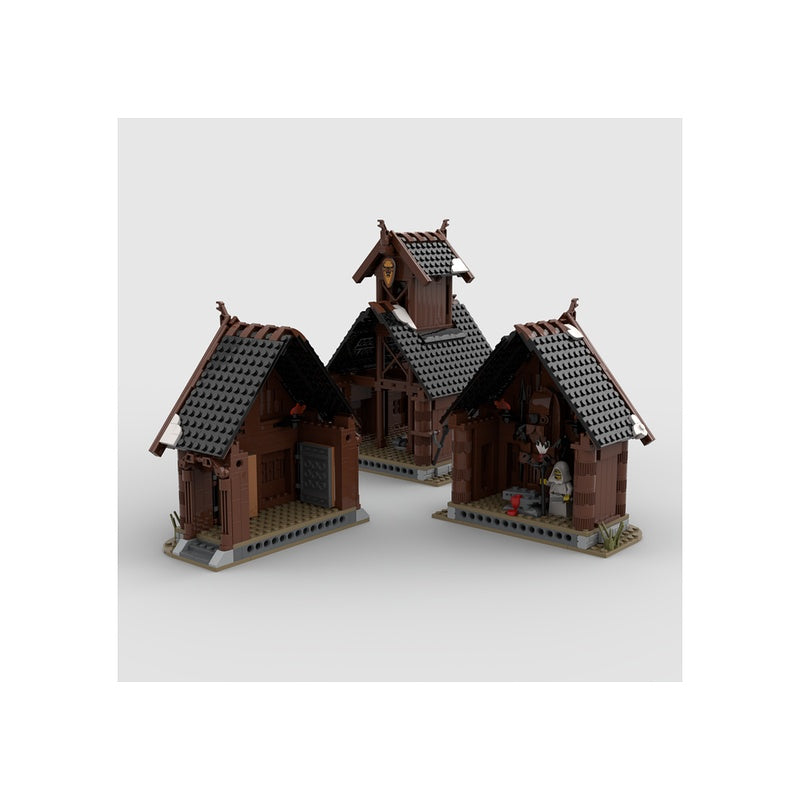 Viking God House MOC Norse Temple Architecture Building Kit - 2