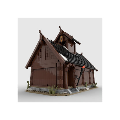 Viking God House MOC Norse Temple Architecture Building Kit - 3