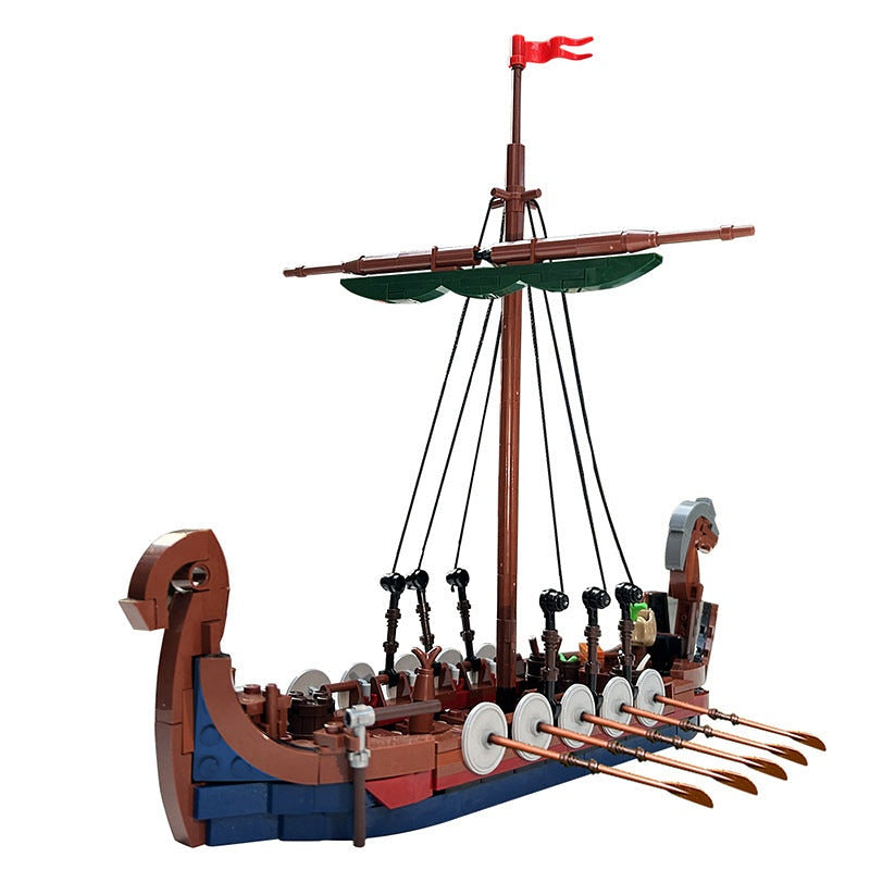 Viking Longship MOC Building Kit | Historic Wooden Sailing Vessel Model - 1