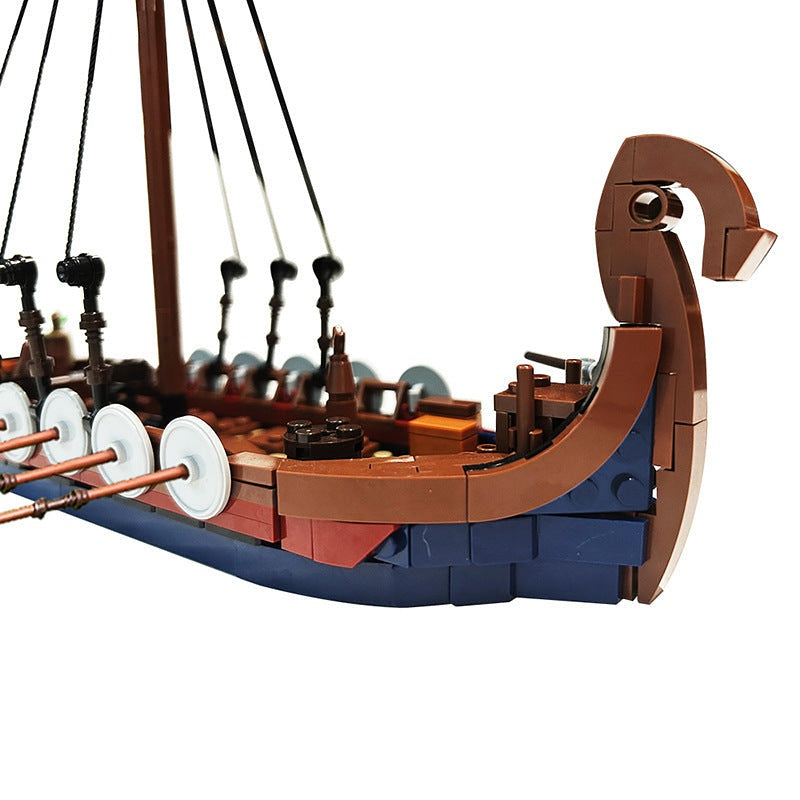 Viking Longship MOC Building Kit | Historic Wooden Sailing Vessel Model - 3