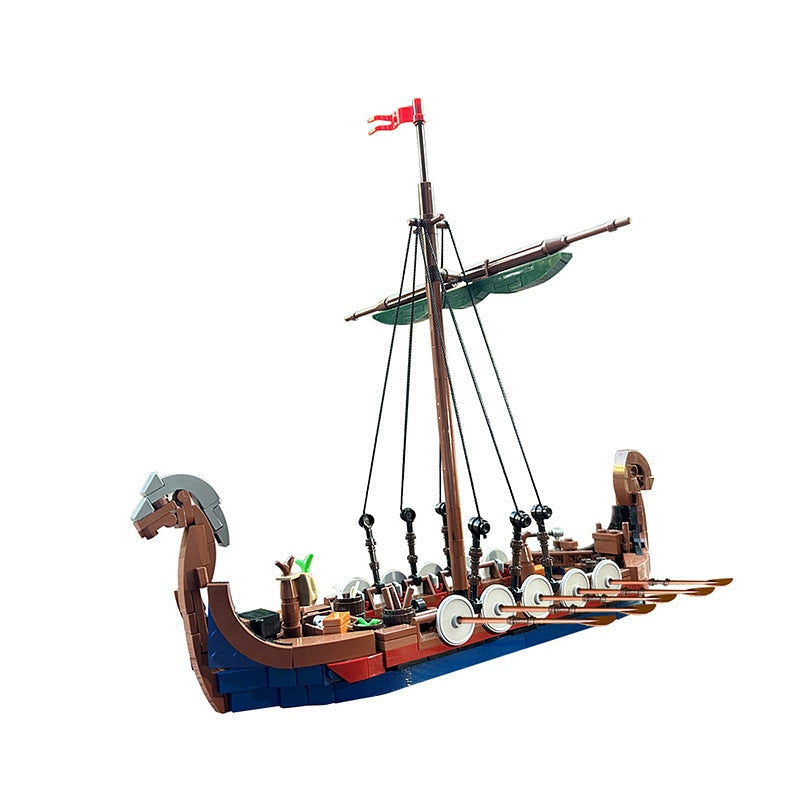 Viking Longship MOC Building Kit | Historic Wooden Sailing Vessel Model - 5