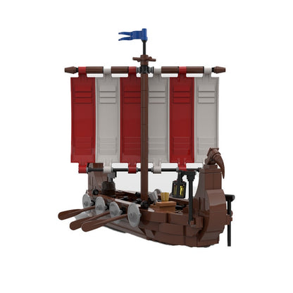 Viking Longship MOC Building Kit | Historic Wooden Sailing Vessel Model - 6