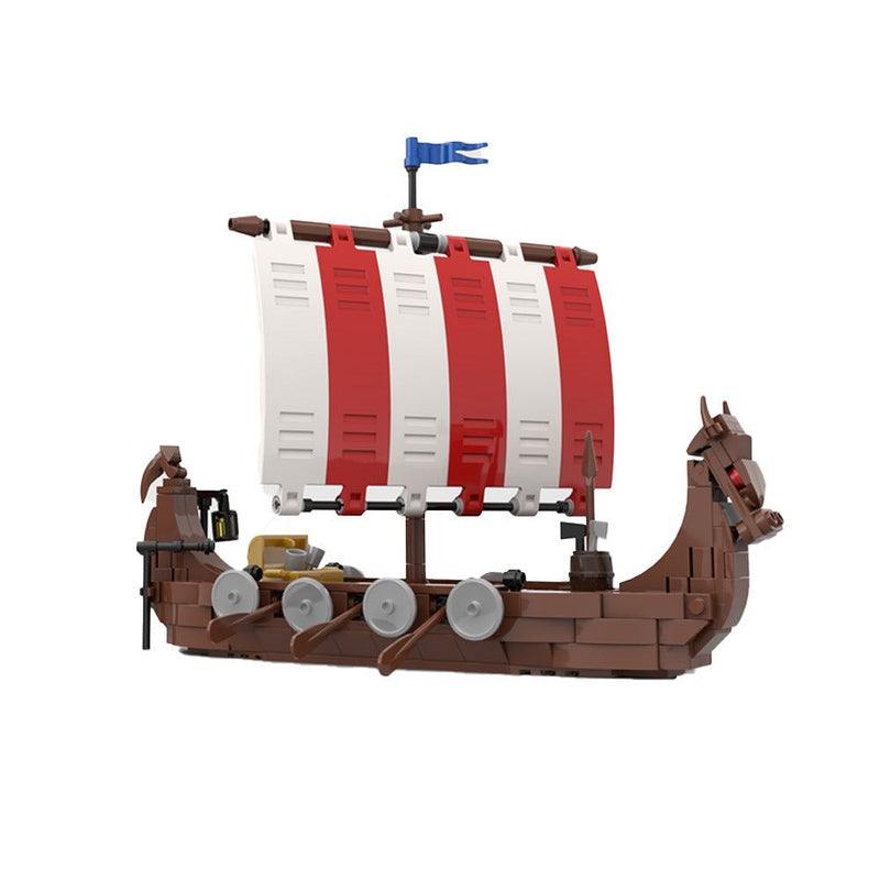 Viking Longship MOC Building Kit | Historic Wooden Sailing Vessel Model - 7