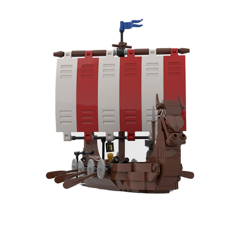 Viking Longship MOC Building Kit | Historic Wooden Sailing Vessel Model - 8