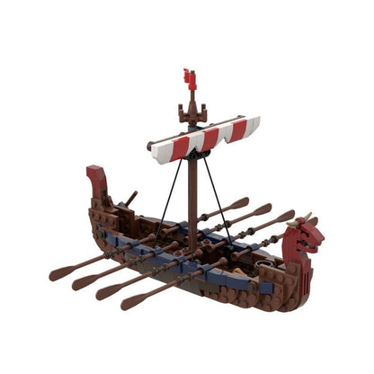 Viking Ship MOC Building Kit | Historic Longship Display Model - 2