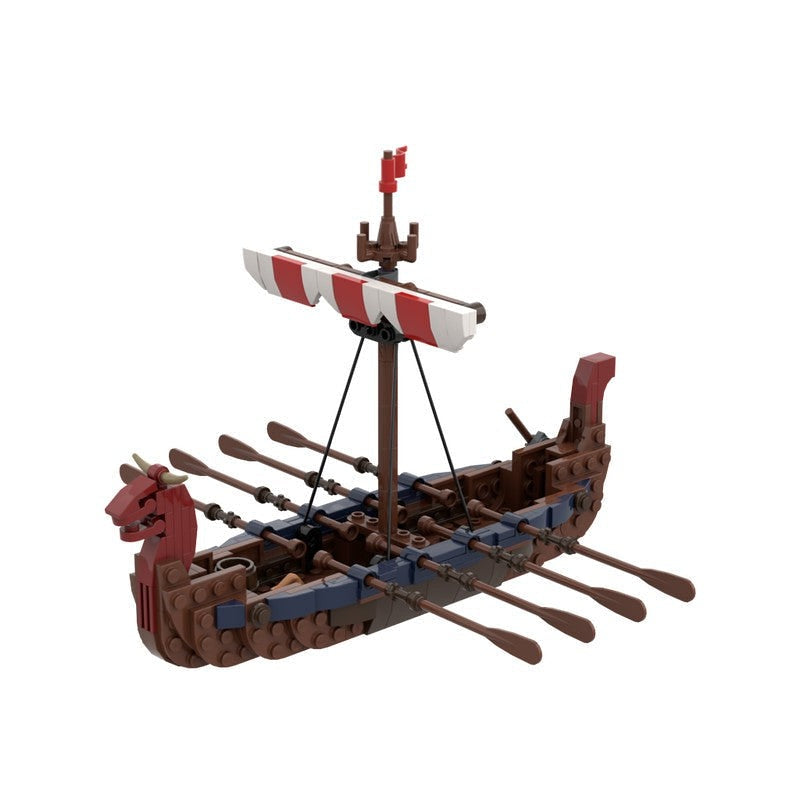Viking Ship MOC Building Kit | Historic Longship Display Model - 3
