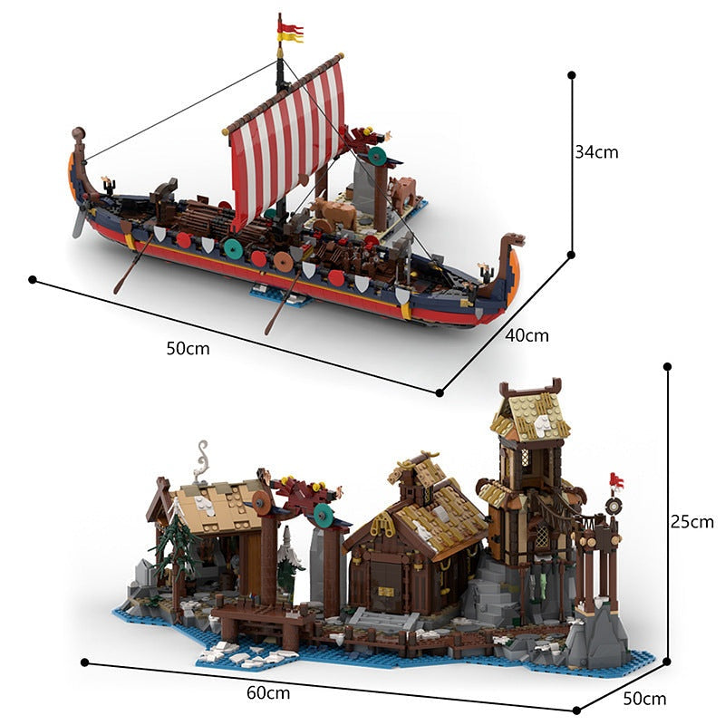 Viking Village Harbour Extension & Harbour Ship MOC Building Kit - 6