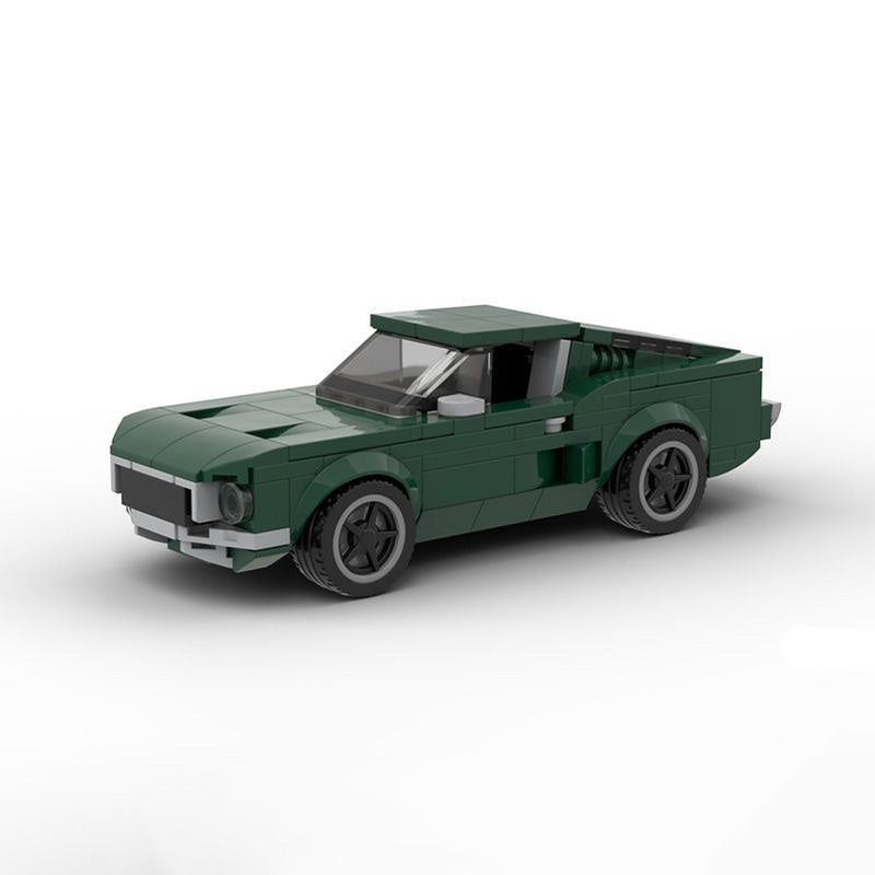 Vintage 1968 Dark Green V8 Fastback Muscle Car Building Kit | 6-Wide LEGO-Compatible MOC - 1