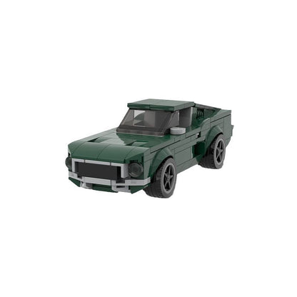 Vintage 1968 Dark Green V8 Fastback Muscle Car Building Kit | 6-Wide LEGO-Compatible MOC - 5