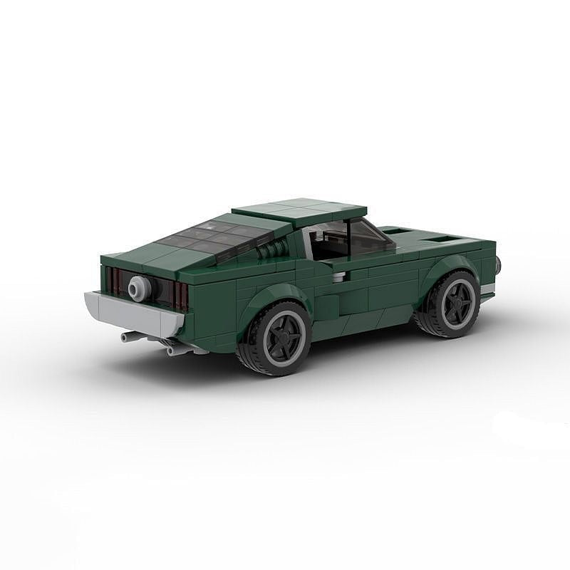 Vintage 1968 Dark Green V8 Muscle Car MOC Building Kit | 6-Wide Model - 2