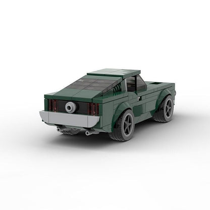 Vintage 1968 Dark Green V8 Muscle Car MOC Building Kit | 6-Wide Model - 4