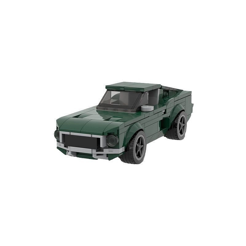 Vintage 1968 Dark Green V8 Muscle Car MOC Building Kit | 6-Wide Model - 5