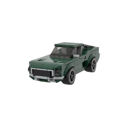 Vintage 1968 Dark Green V8 Muscle Car MOC Building Kit | 6-Wide Model - 5