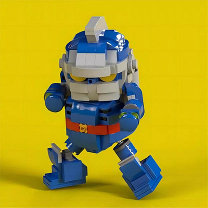 Vintage Blue Giant Robot MOC Building Kit | Retro Mecha Figure - 2