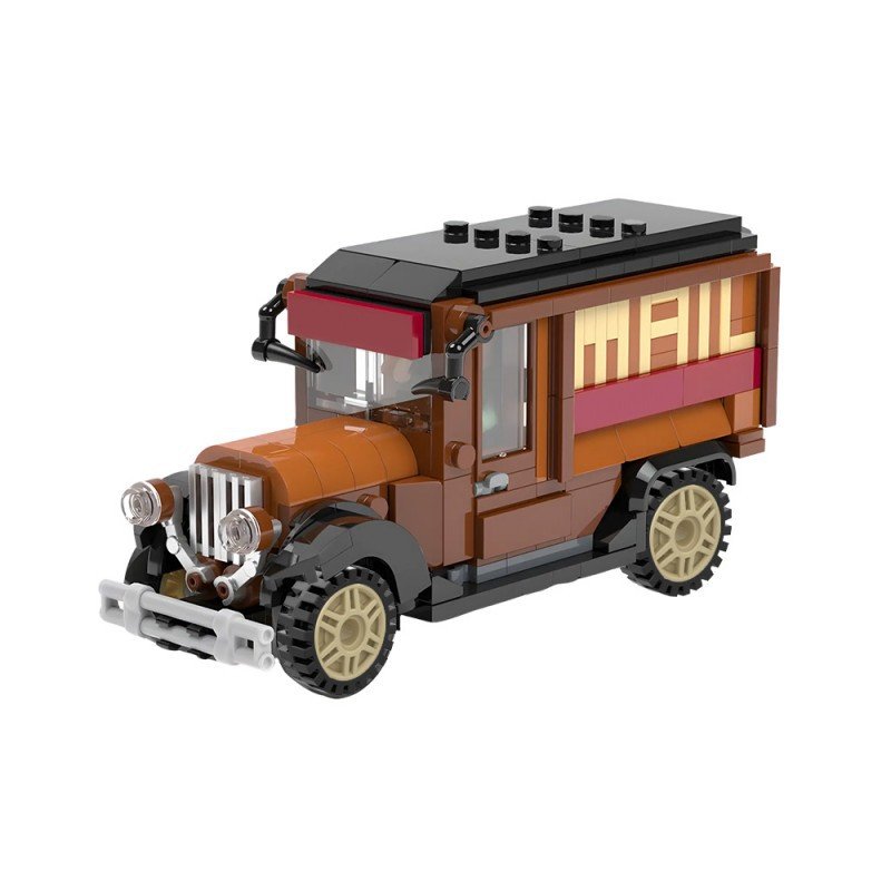 Vintage City Postal Mail Delivery Truck MOC Building Set | 6-Stud Utility Vehicle - 1
