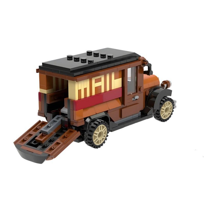 Vintage City Postal Mail Delivery Truck MOC Building Set | 6-Stud Utility Vehicle - 4