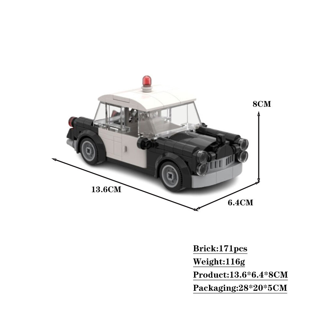 Vintage Police Car Building Kit | Mini figure Scale | LEGO-Compatible MOC - 4