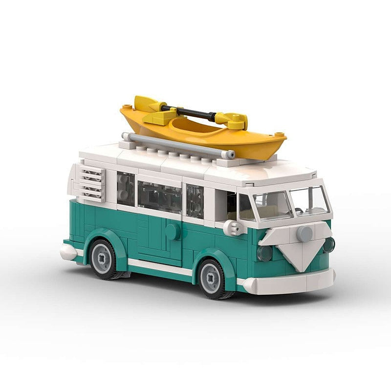 Vintage Turquoise Surf Camper Van MOC Building Kit | Retro Vehicle Model - 5